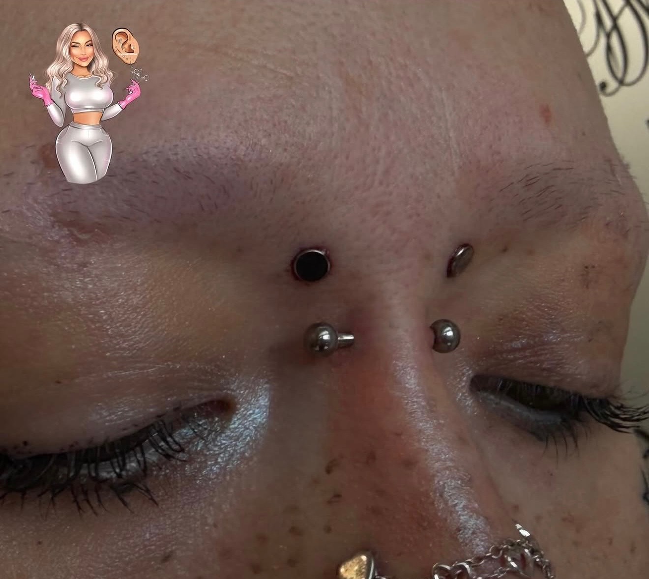 Bridge piercing with facial close-up