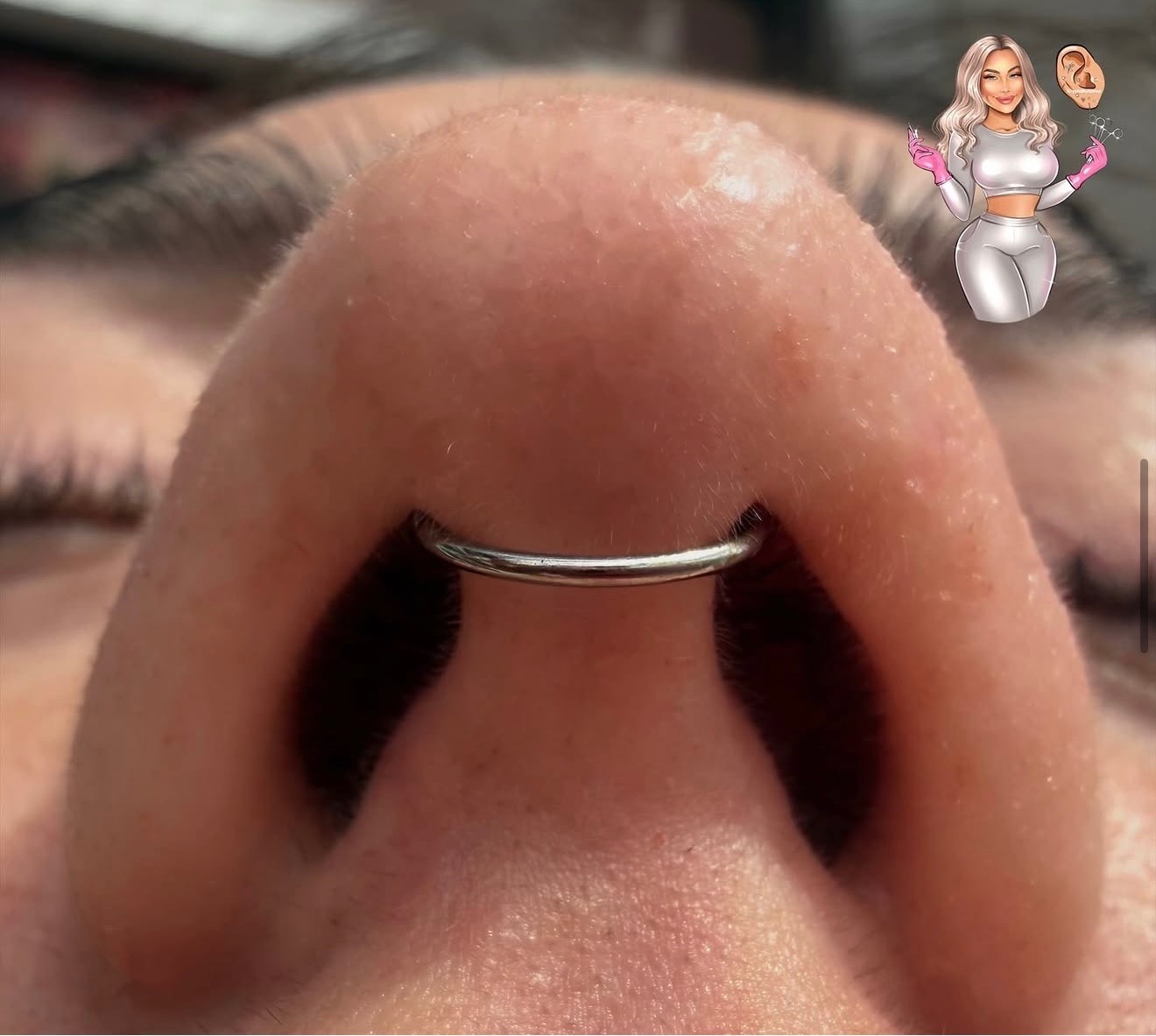 Septum ring close-up from below